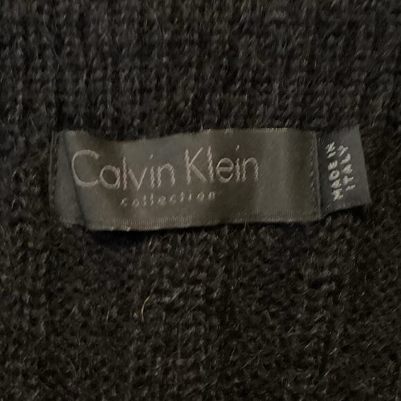 Vintage Y2K Calvin Klein Collection Black Ribbed Mohair Column Midi Skirt S - Picture 6 of 10